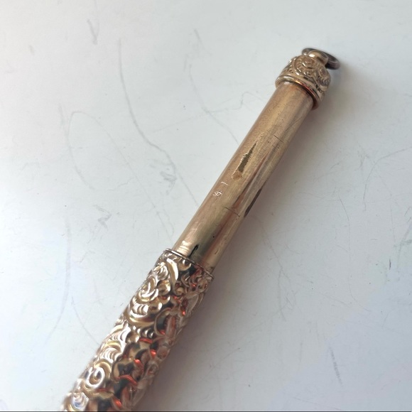 Rare Antique Victorian Gold Plated Repoussé Mechanical Pencil - Picture 9 of 14